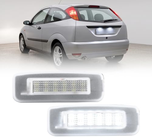 Luces LED para matrícula trasera compatibles con Fo/rd Focus MK1 1998 1999 2000 2001 2002 2003 2004 2005, Lámpara de placa, luz de remolque, recambio, compatible con CANbus sin errores, 2 unidades | trasero módulo CANbus sin errores E-Mark plug-and-play 3x más luminosos SMD repuesto OEM 2PCS
