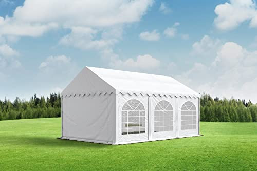 UK Tents 3x6m Professional Marquee. White PVC approx. 550g/m² Includes: Gable ends, beautifully designed windows, Steel frame and ground bars