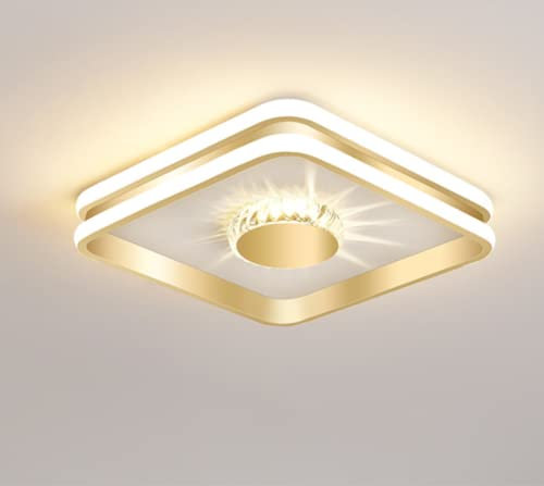SXYSXYSXY LED 32W Deckenleuchten Modern Kristall Deckenlampe Einfache Kreativ Design Acryl Gold Eingang Flurlampe Warmes Licht 3000K Deckenbeleuchtung Korridor Küche Gang Balkon 26 * 6CM
