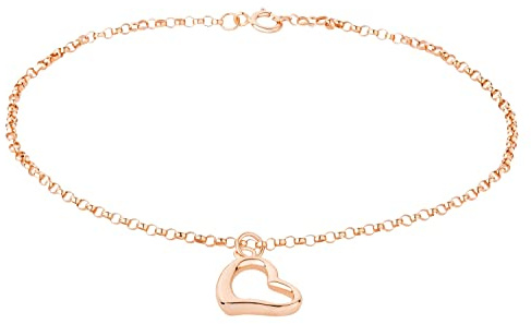 Ardeo Aurum Damen Armband aus 375 Gold Roségold Charm Ankerkette 1,5 mm Breite und 18 cm Länge mit Federringverschluss