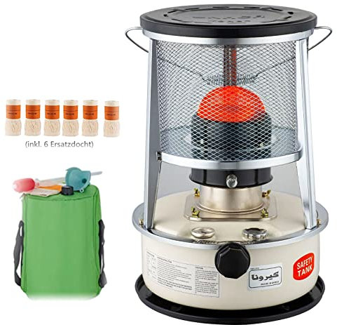 Samnuerly Ölheizungen für den Außenbereich, Kerosinofen, Dochtheizung, effizienter Kerosin-Raumbrenner für Indoor-Camping, Kochgarage, weiß/rot mit 6 Dochten (White6L)