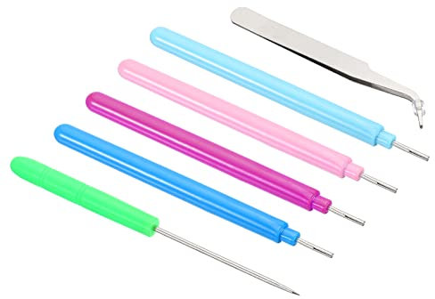 PATIKIL Carta Fresatura Strumento Set, 6pz Intaglio Ago Penne Pinzetta Punteruolo Arricciatura Rotolamento per Strisce Creazione Fai da Te Arte Artigianato