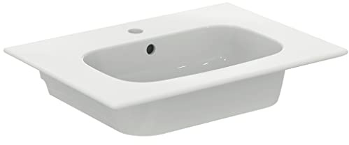 Ideal Standard - i.life A, Lavabo rettangolare top da 64cm, Con foro per la rubinetteria, Con foro troppopieno, Bianco