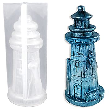 DIYBravo 3D Leuchtturm Silikonform Epoxidharz Resin Silikonform Ornamente Epoxy Form Kunst Resin Mould für Lesesaal Büro Dekor Handwerk, Autodekoration, Geschenk