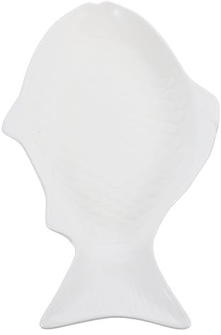 BESTonZON Keramikteller Und Fisch Servierplatte Aus Keramik Fischteller Für Dampffisch Und Restaurant Geeignet Elegantes Design Mit Geschwungenen Linien