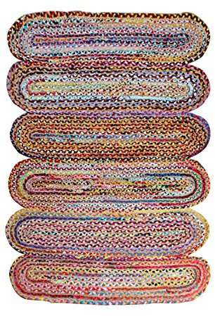 Quadratischer Teppich, 2,1 x 2,1 m, mehrfarbig, geflochtene Chindi-Baumwolle, Jute-Teppich, geometrischer Kelim-Teppich, 0,7 cm, für drinnen und draußen, Teppich, Flachgewebe, Teppiche für