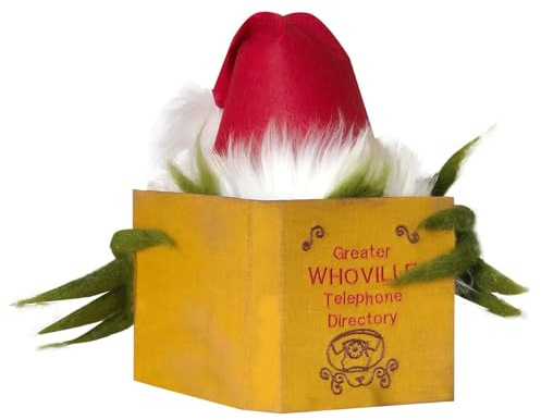 Grinch Weihnachtsbaumspitzen-Sets, lustige Grinchs Weihnachtsbaumschmuck, Geschenke, die grüne Elfe, die auf das Telefonbuch schaut, stiehlt Weihnachtsschmuck (mehrfarbig, 35 cm)
