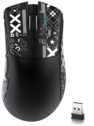 MAMBASNAKE x Attack Shark R1 59g Tri-mode lightweight Wireless Gaming Mouse with Anti-slip Stickers, 2.4GHz/BT/Wired Connectivity, 5 Programmable Buttons,6 Adjustable DPI up to 18000, PAW3311-black