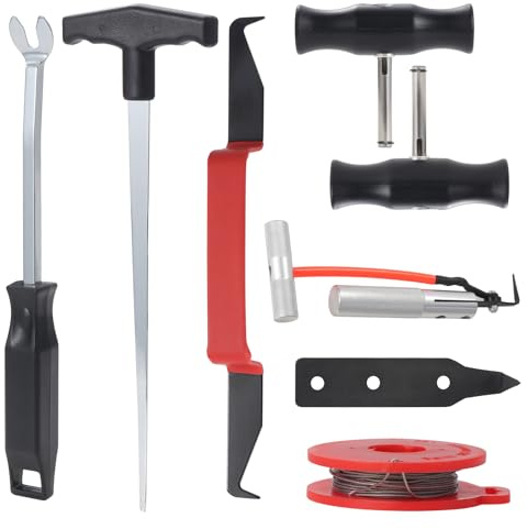 Faankiton 8 Pezzi Strumenti di Rimozione del Parabrezza, Auto Strumento per Rimozione Parabrezza, Universale Attrezzi per Parabrezza, Auto Parabrezza per Taglio con Filo e Maniglie