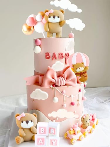 JeVenis Rosa BabyDusche Kuchen Dekoration Geschlecht Enthüllen Kuchen Dekoration Bär BabyDusche Party Supplies Teddybär Dekoration Teddybär Kuchen Topper