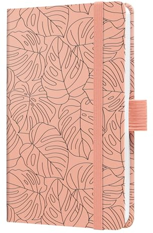 SIGEL J5352 Wochenkalender Jolie 2025, Rose Monstera, ca. A6, Hardcover, Gummiband, Stiftschlaufe, Einstecktasche, 174 Seiten, vegan, Buchkalender, Terminplaner