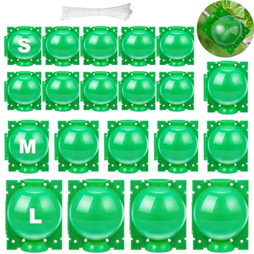 SAMSYOKI 20 Piezas Dispositivos de Enraizamiento de Plantas, Caja de Cultivo de Raíces de Plantas Reutilizables con 20 Bridas de Cable para Injertar y Echar Raíces en Jardines (S+M+L) (Verde)