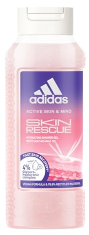 adidas Active Skin & Mind Skin Rescue Duschgel für Frauen, feuchtigkeitsspendende Körperpflege für schnelle Hautregeneration, 250ml
