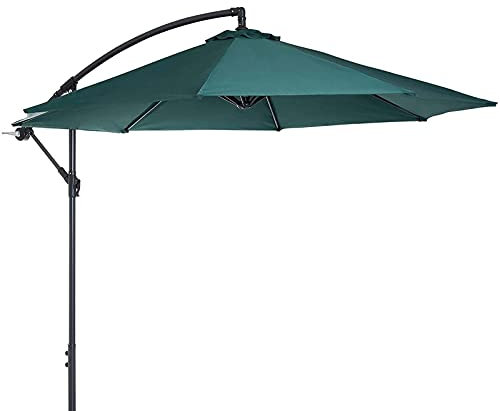 10 Fuß Ampelschirm mit Kurbel und Neigung, Outdoor-Sonnenschirm, Hängeschirm, Sonnenschutzschirm, wasserdicht, UV-Schutz, Sockel nicht im Lieferumfang enthalten (3 Grün)