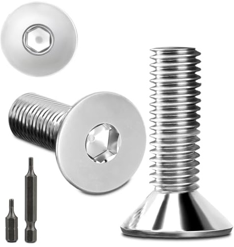150Stk senkkopfschrauben edelstahl M4X16mm Innensechskant M4 edelstahlschrauben Senkkopf Schrauben Steckdose Gewindeschrauben Senkschraube DIN 7991/ISO 10642 mit 2 Stk Sechskant Schrauberkopf (Silber)