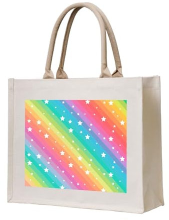 YWSOTRE Bunte Linien und lustiger Stern, Tragetasche Canvas-Tasche Einkaufshandtasche Einkaufstüten, Mehrzweck-Schultertaschen