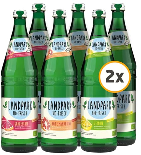 Landpark Bio-Erfrischungsgetränk Probierpaket 12 x 0,75 L in der Glasflasche | ohne Zucker und Süßungsmittel | mit Kohlensäure | Wasser mit Geschmack | Ideal auch für Kinder und Diabetiker