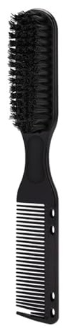 WENH Tragbarer Friseur-Bartkamm, beidseitiger Rasierpinsel for Herren, Bart- und Schnurrbartbürsten, Salon-Friseur-Haarstyling-Werkzeug(Black)