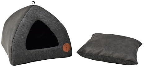 Katzenbetten für Hauskatzen, Faltbare Katzenbetthöhle, Katzenhaus mit waschbaren Kissen, Katzenbett für Kätzchen, Katzenzelt, warmes Katzenhaus Bella Lauren Design (Graphit, 50 x 50 x 40 cm)