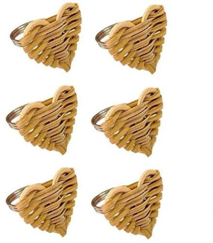Zghhc 6 Stück Rattan-serviettenring, Rustikale Stroh-serviettenschnalle, Serviettenring, Serviettenhalter Für Hochzeit, Weihnachten, Party, Tischdekoration