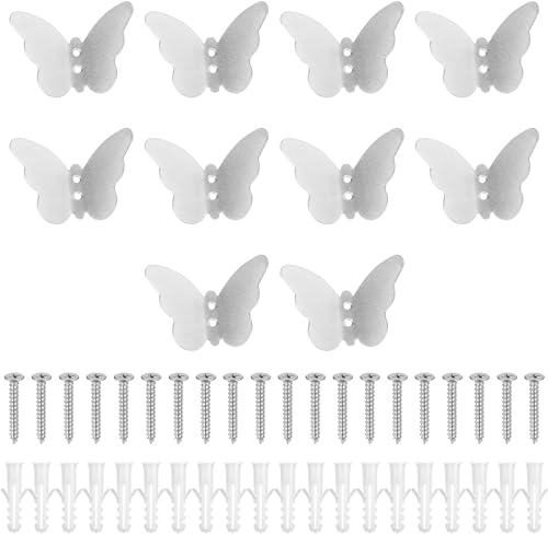 10 PzGanci Appendiabiti da Parete, Gancio a Farfalla Ganci Appendiabiti da Muro, Ganci da Parete da Muro in Metallo per Decorazione Bagno Camera da Letto Cappotti Sciarpe Guardaroba(Argento)