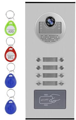 Videocitofono, campanello, telecamera, unità esterna, portachiavi RFID, sblocco per edifici bassi, multi-appartamenti da 2/3/4/6/8, citofono, facile installazione (dimensioni: per 3 appartamenti) (pe