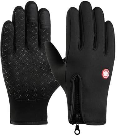 Holdes Guantes impermeables de invierno,Guantes de nieve para hombre - Guantes impermeables a prueba de viento | Accesorios de calor de invierno, guantes térmicos con cremallera para ciclismo y