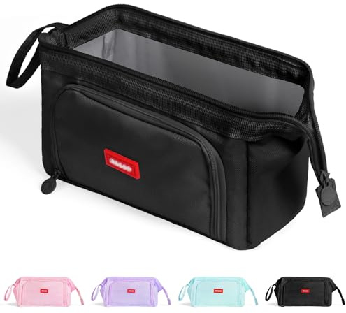 ANOMM Astuccio Portamatite Astucci Matite di Grande Capacità Borsa Porta Penne Scuola Trucco Borsa, Astuccio Materiale Scolastico Stazionario Ufficio Trucco Borso Astucci - Nero