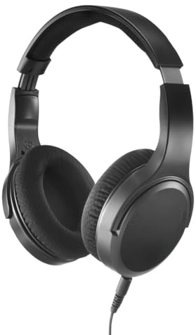 Hama TV Kopfhörer mit Kabel 6 m (verstellbarer Over-Ear Kopfhörer für Fernseher, Kopfhörer mit Lautstärkeregelung separat links/rechts, ideal für Senioren und Hörgeschädigte, 3,5 mm + 6,35 mm) schwarz