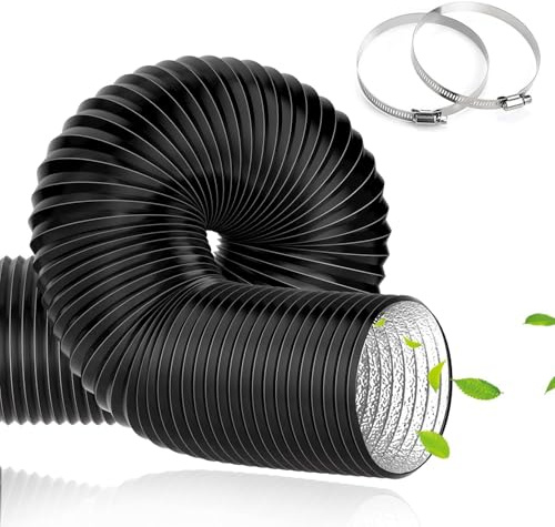 TEOV Abluftschlauch Ø 100mm Länge 3m, PVC Alurohr Flex-Schlauch Abluftschlauch mit 2 Schlauchschelle Edelstahl für Mobile Klimaanlage, Abluftventilator, Abzugshaube, Belüftungssystem