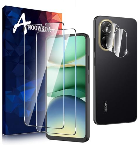 Anoowkoa 2 Pezzi Vetro Temperato per Xiaomi Redmi A5 4G +2 Pezzi Fotocamera Pellicola Protettiva,Protezione Schermo Anti Graffio Ultra Resistente