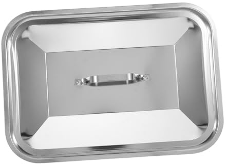Rechteckiger Grill Deckel aus Edelstahl für Backbleche, Silber | Griff, Tiefes Design für Backbleche und Backformen, Leicht zu Reinigen, Spülmaschinengeeignet