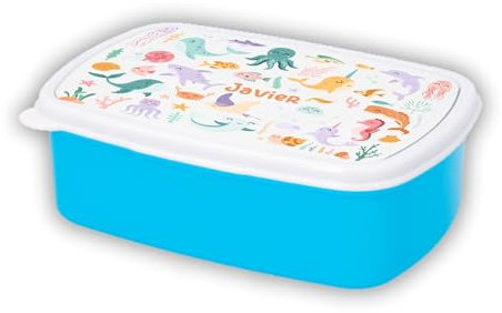 VPM Original Caja merienda. Regalos personalizados. Caja para merienda personalizada con nombre. Apta para consumo alimentario. Libre de BPA. Vuelta al cole. Dinosaurios.