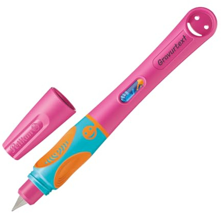 Pelikan griffix® Füllhalter für Rechtshänder, Lovely Pink, mit Laser-Gravur, Ergonomisches Schreiblernsystem