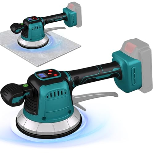 Vibrateur sans fil pour carrelage Compatible avec Makita 18V batterie | Machine à Carreler Électrique Vitesse de 10 Ventouse de 14,8cmAdsorption de 200kg pour Carreaux de 30 à 210 cm(Sans Batterie)