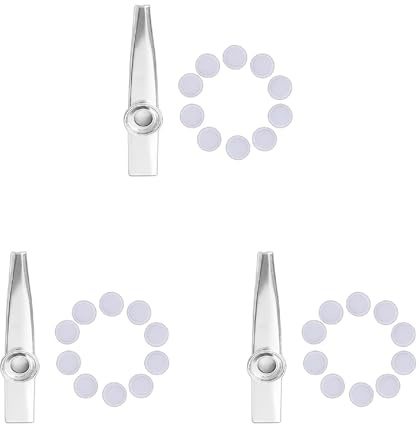 Kazoos aus Metall mit Kazoo-Flöten-Membranen, Mundstück, Kazoos-Ukulelen, Begleiter, Standardgröße, Musikinstrumente, Metall-Kazoo mit 10 Flötenmembranen