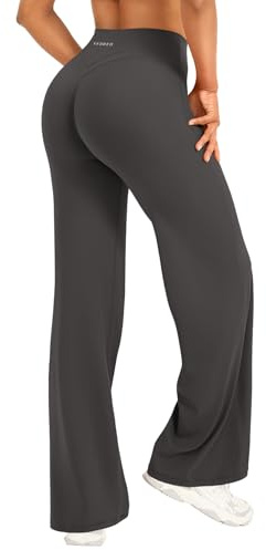 YEOREO Straight Leggings Damen Invisible Scrunch Weitem Bein Flared Legging