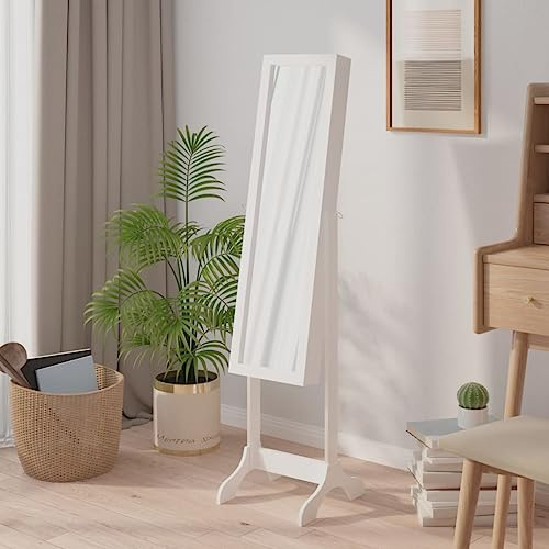 Generico Specchio Autoportante Bianco 34x37x146 cm,Specchi-351763