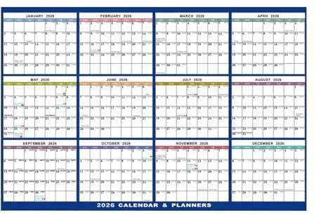Kalenderplaner 2026 – Übergroßer, Löschbarer Wandkalender, Faltbarer Akademischer Organizer, Monatliches, Wöchentliches Planer-Layout | Home Office College Klassenzimmer Lehrer Familie Urlaubsplanung