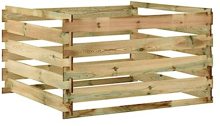 Ordellia Compostiera a doghe in legno di pino impregnato, verde, 120 x 120 x 70 cm, compostiera per rifiuti da giardino, rifiuti biologici, foglie, taglio prato e riciclaggio con ventilazione