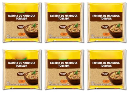 Harina de Yuca Tostada Farinha de Mandioca Torrada - Pack 6 x 500g (3kg) - Mandioca de Grano Fino Tipo 1 - Sin Gluten - Ideal para Farofa y Acompañamientos Tradicionales - Origen Natural - NEXU