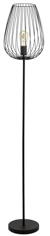 Eglo Lampada da terra Newtown, piantana vintage a uno punto luce, lampada a stelo retrò in acciaio, nero, E27, incl interruttore a pedale