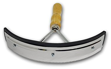 Schweißmesser Edelstahl mit Holzhandgriff für Pferd Esel Ziege und 2-in-1 Funktion zum Abstreifen und Reinigen (Holzgriff)