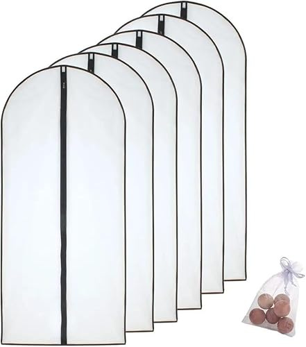 HomeClean Mottenfeste Kleidersäcke 60cm x 153cm (6er Packung) Schwarze durchgehende Reißverschlusstaschen mit Zedernkugeln für das viel längere Hochzeitsabendkleid
