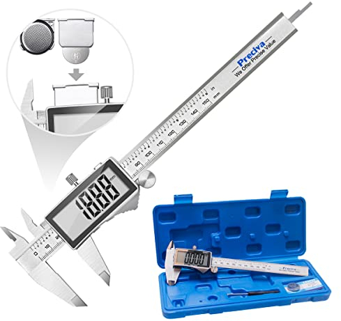 Messschieber Digitale Schieblehre, Preciva Edelstahl Messlehre Messwerkzeuge Spritzwasserdicht Staubdicht mit Ersatzbatterie und größem Display - 150 mm (gelb)