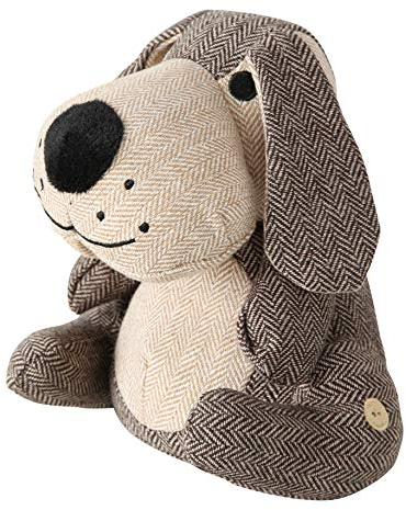 WHW Whole House Worlds EN71 Te Türstopper für Welpen, Schlappohren, Tweed-Stoff, gewebtes Polyester außen, Polyester und Sandfüllung, 22,9 cm hoch, 1 kg, Braun und Hellbraun