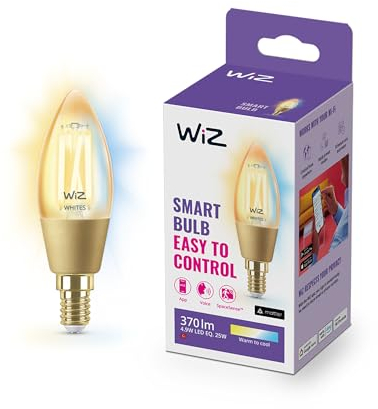 WiZ Lampadina Smart WiFi, Luce Bianca da Calda a Fredda Dimmerabile, Filamento Ambrata, E14, 5W, Tecnologia SpaceSense, Controllo Vocale (Alexa, Apple HomeKit, Google Home)