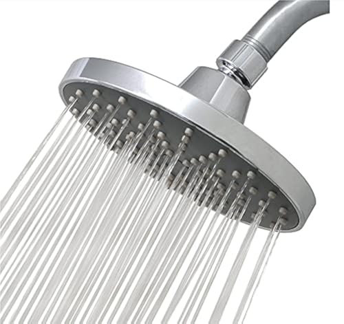 6 inch High Pressure Rainfall Shower Head with Self-Cleaning Silicone Nozzles Suitable for Standard Shower Arms Easy Installation for Bathroom Renovation or Daily Use