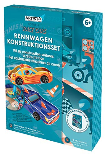 ARTISTA Rennwagen Konstruktionsset, DIY-Kit für Kinder, Bastelset, Kreativset in praktischer Aufbewahrungsbox