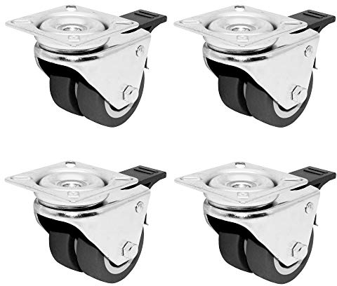 intergrill 4 Stück Transportrollen 360° Lenkbar mit Bremse | Schwerlastrollen Möbel Strandkörbe | Doppelrollen Innen & Außen | 100kg Tragkraft